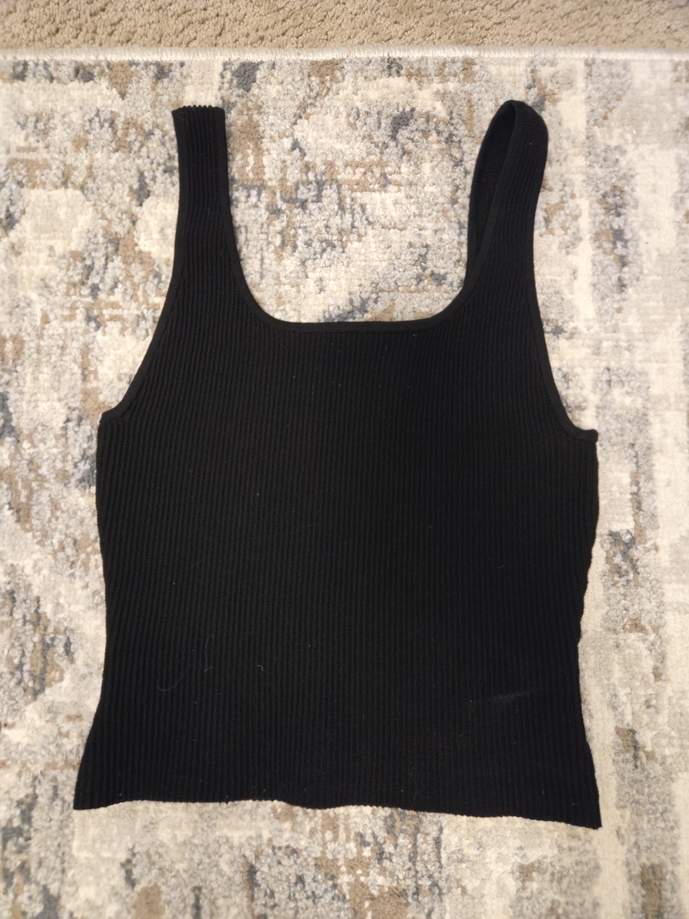 Quince Black Ribbed Square-Neck Crop Tank